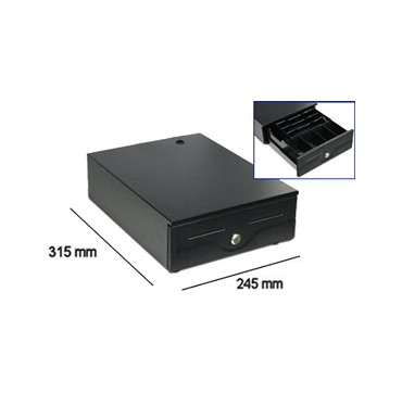 Tiroir-caisse noir (Grand modèle) pour balance, dimensions 405x355x